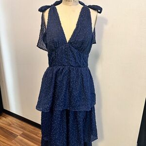 Lulu's Midnight Blue Textured Midi Dress